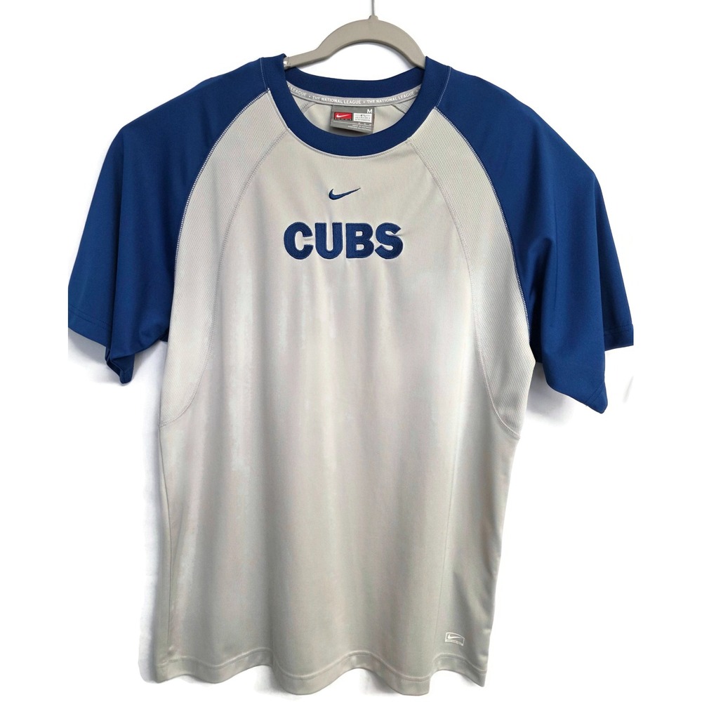 Nike Team Chicago Cubs Mens Grey Blue Performance Raglan T-Shirt Medium